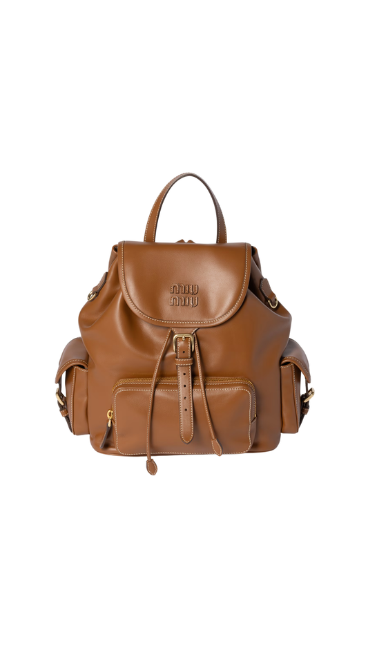Leather Backpack in Cognac