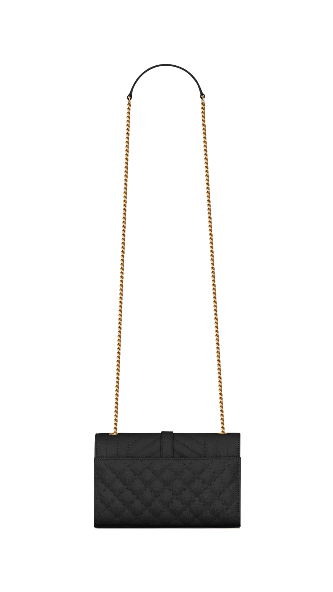Envelope Small in Quilted Grain de Poudre Embossed Leather in Black