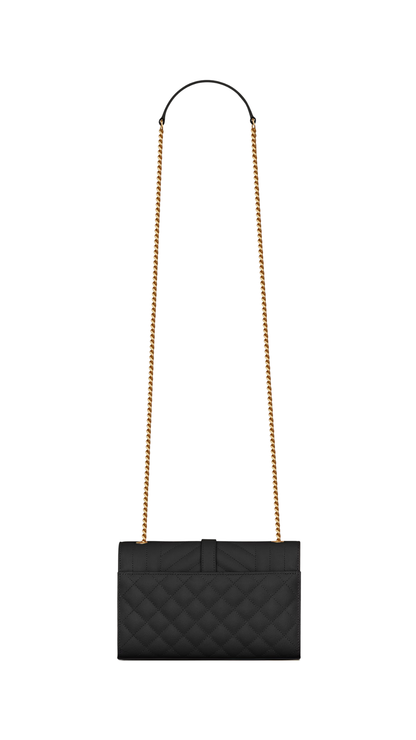 Envelope Small in Quilted Grain de Poudre Embossed Leather in Black