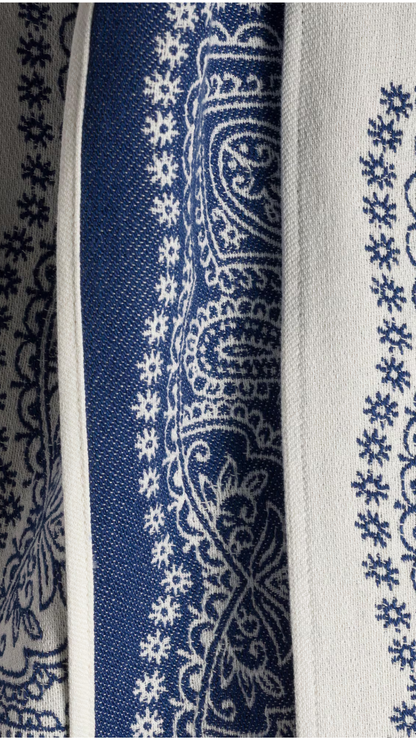 Cotton Beach Towel in White/Blue