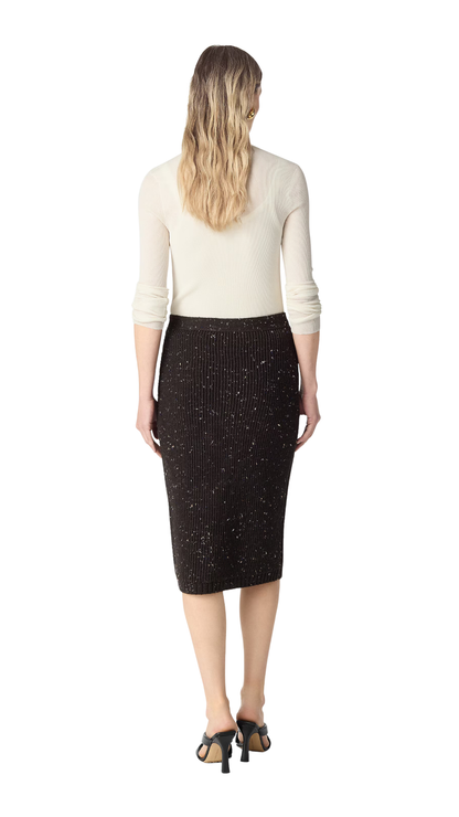Wool English Rib Skirt in Fondant