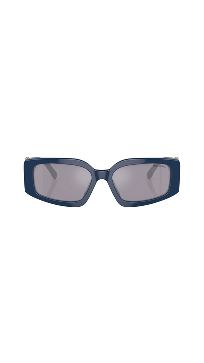 Sunglasses in Black Acetate with Blue Lenses