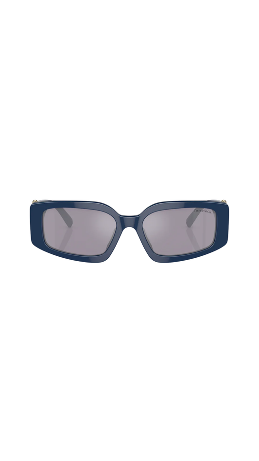 Sunglasses in Black Acetate with Blue Lenses