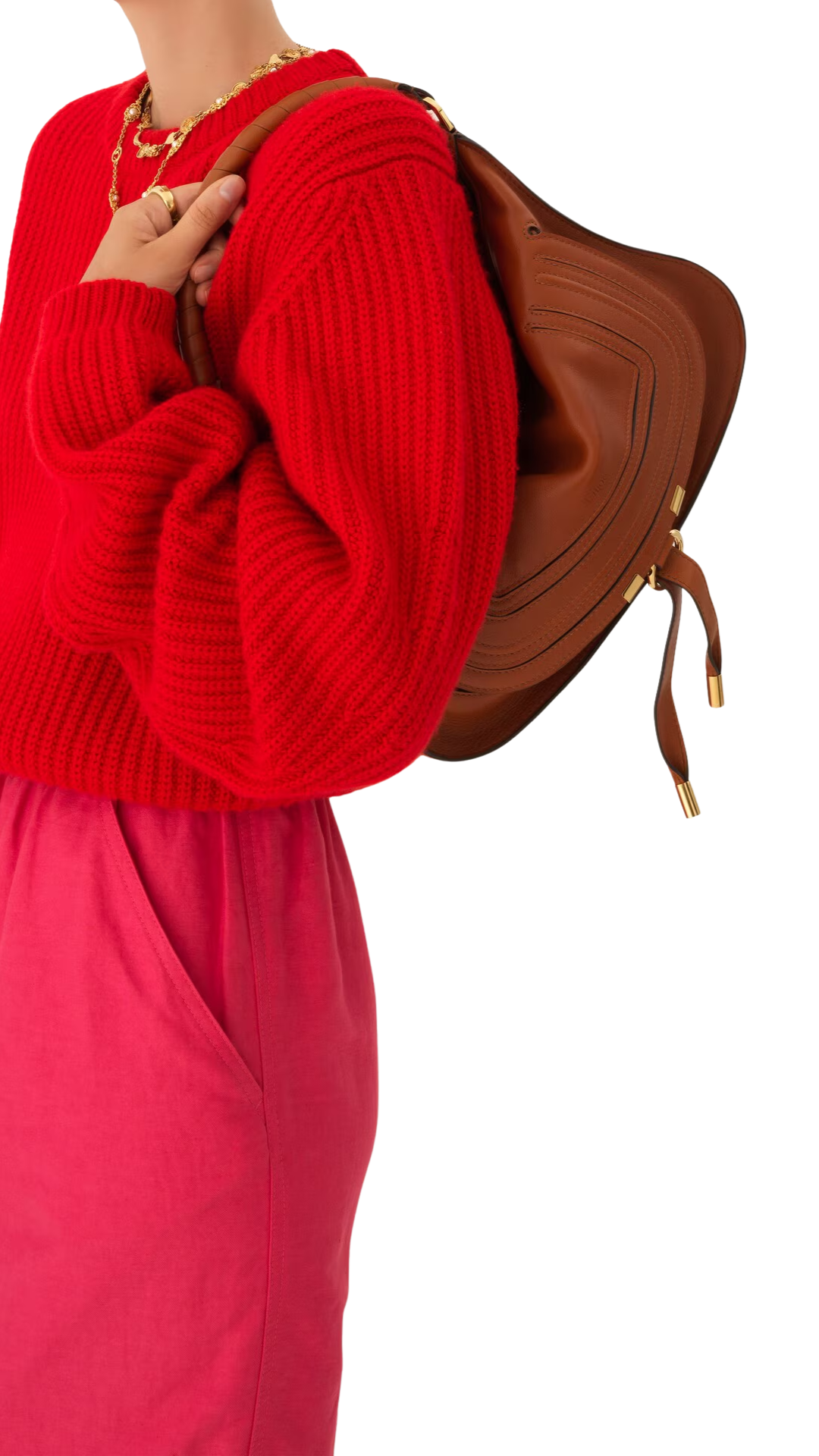 Small Marcie Shoulder Bag in Clay Brown Soft Leather
