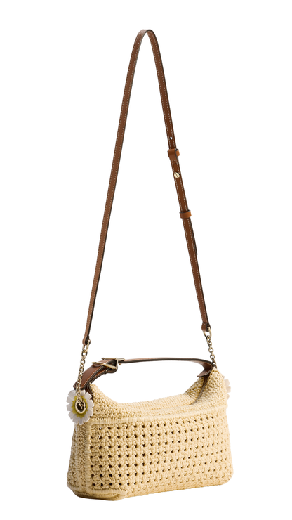 Dioriviera Nomad Pouch in Natural Raffia-Effect Woven Technical Fabric