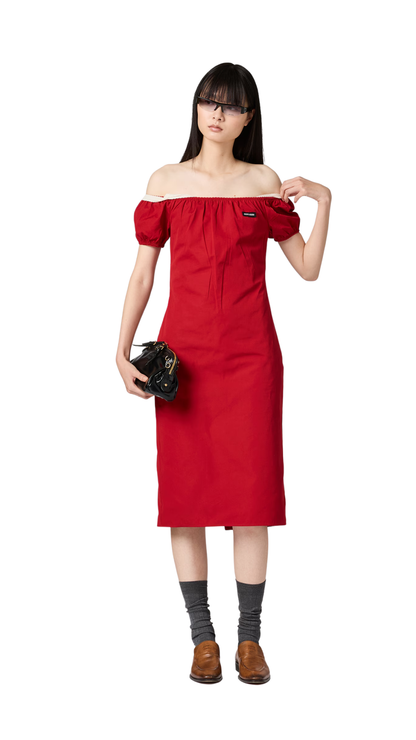 Poplin Dress in Red