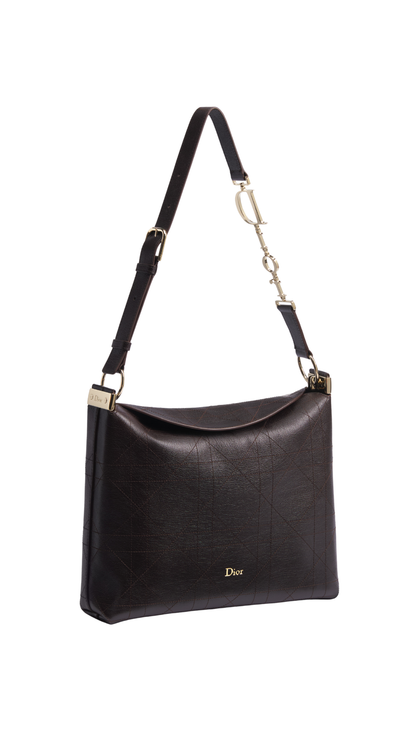 Medium Diorly Bag in Brown Flat Cannage Calfskin