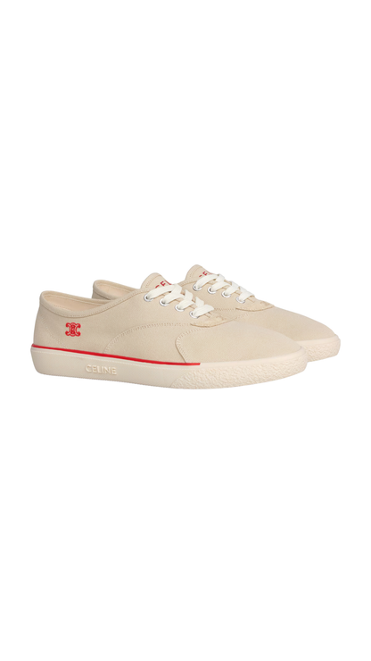 Alan Sneaker in Beige Canvas and Suede Calfskin