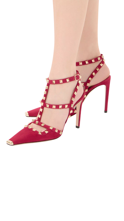 Rockstud Suede Pumps 100mm in Insolent