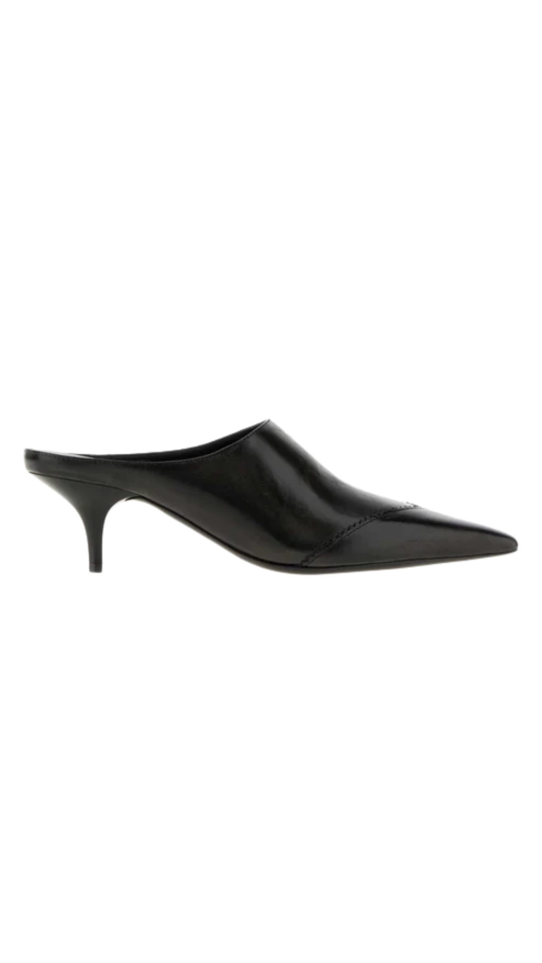 Slate Leather Mules in Black