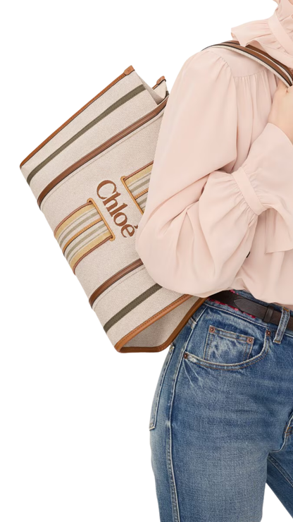 Woody Loop Tote Bag in Pure Brown Canvas