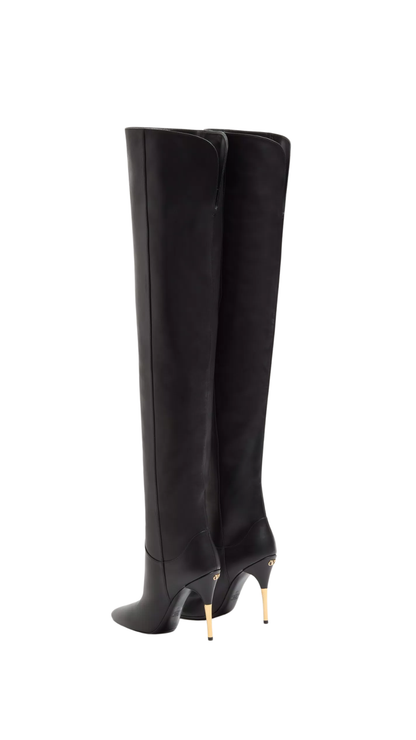 Deboot Over-the-Knee Calfskin Boot 105mm in Black