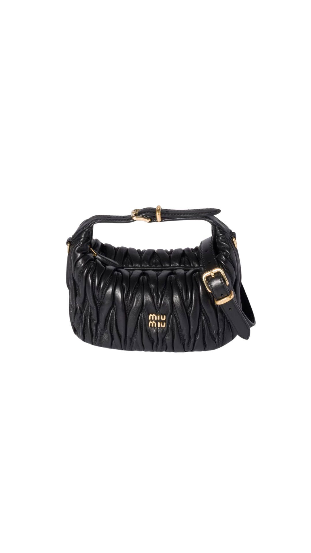 Matelassé Nappa Leather Pouch in Black