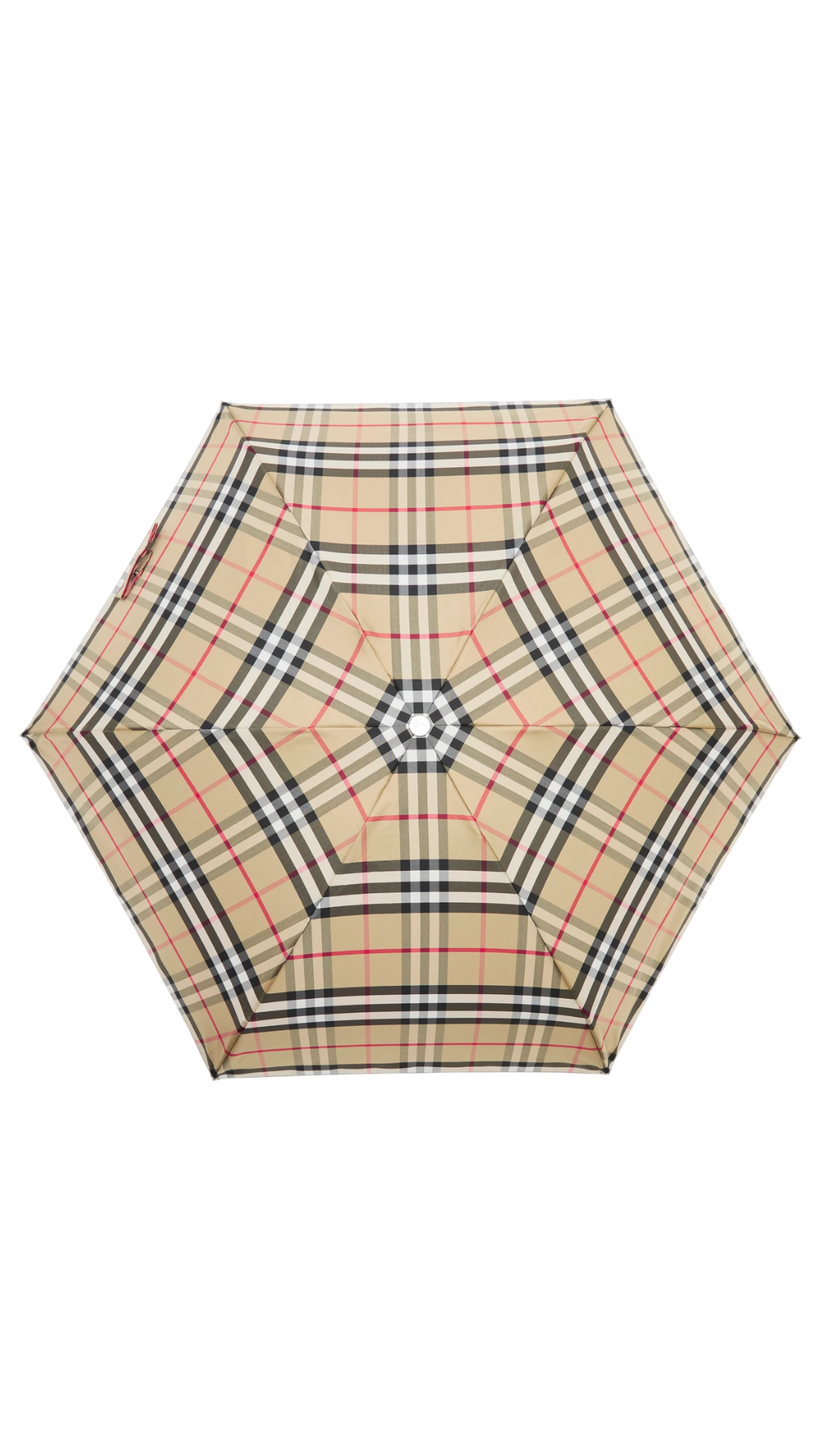 Check Folding Umbrella in Sand Beige