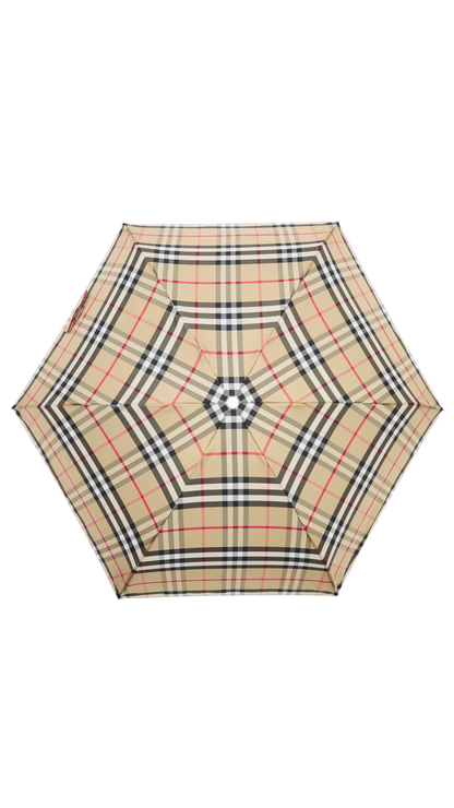 Check Folding Umbrella in Sand Beige