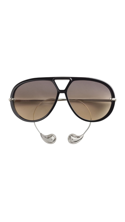 Drop Aviator Sunglasses in Black/Brown