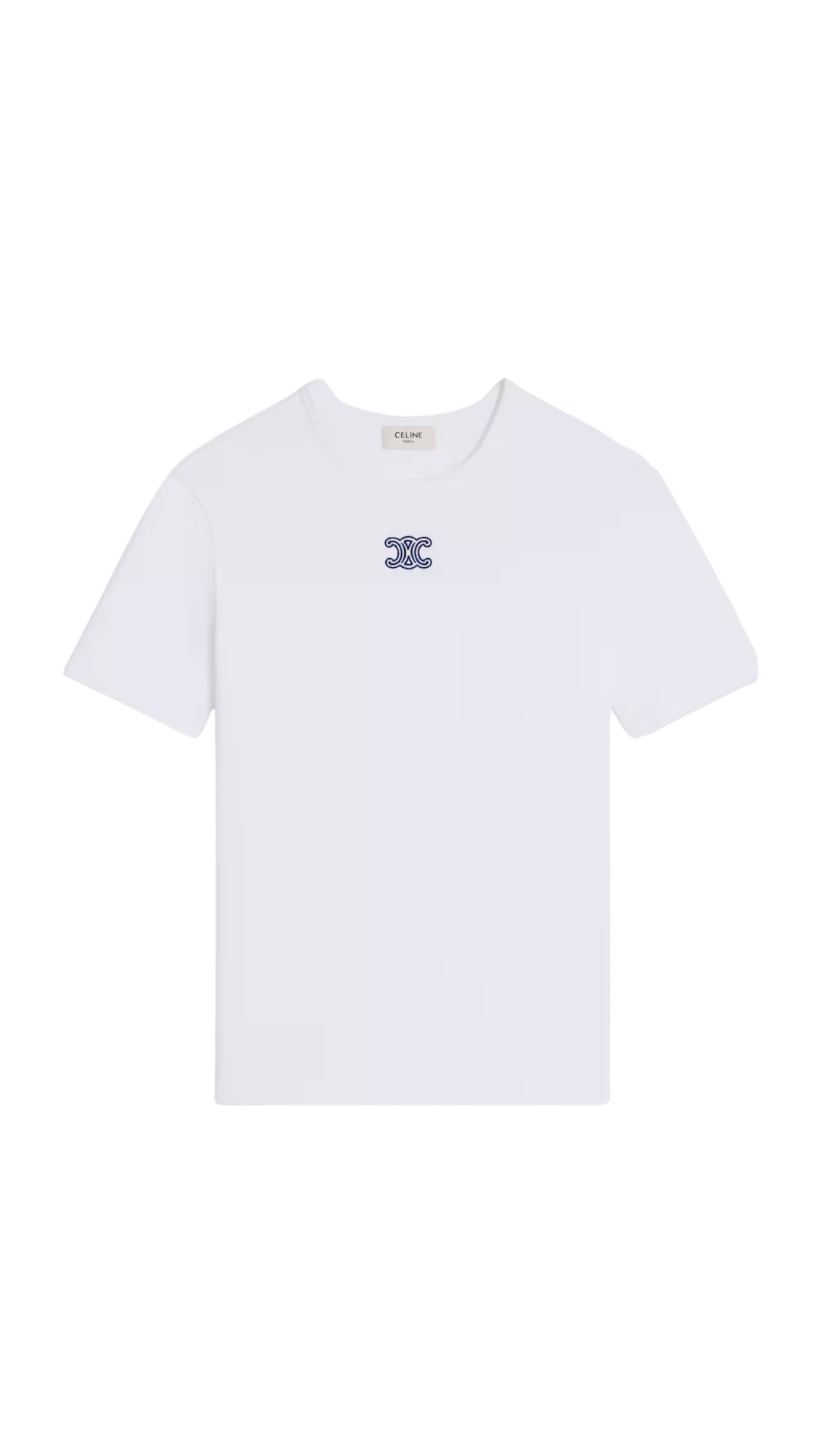 Triomphe T-Shirt in Off White / Navy Ribbed Cotton Jersey