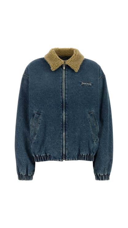 Padded Denim Bomber Jacket