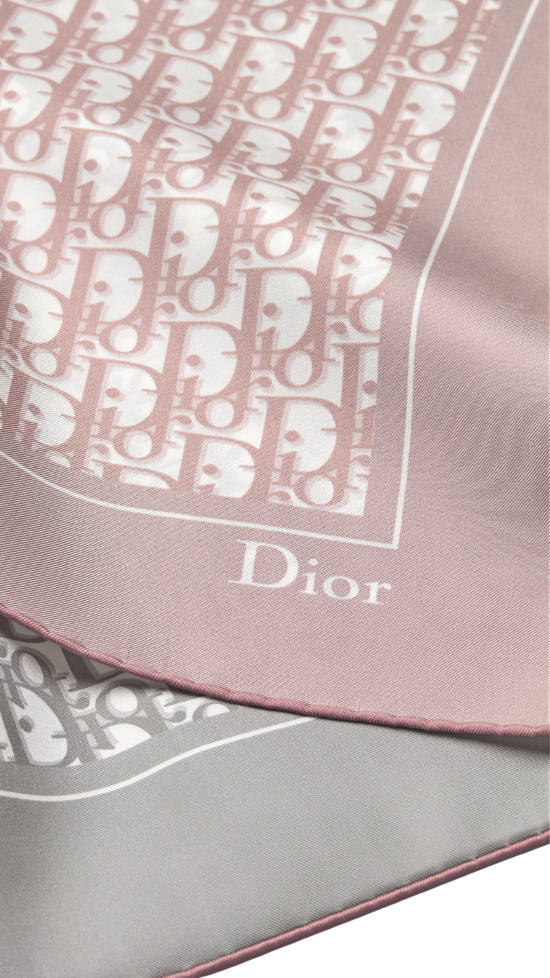 Oblique 90 Square Scarf in Pink and Gray Silk Twill