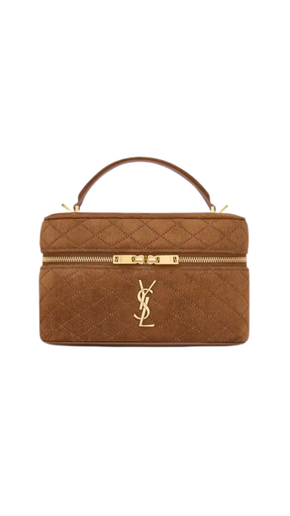 Gaby Vanity in Caramel Cognac Suede