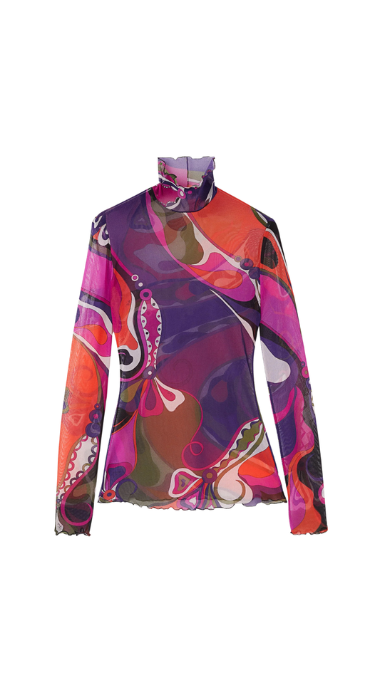Orchidee Print Tulle Top Multicolor