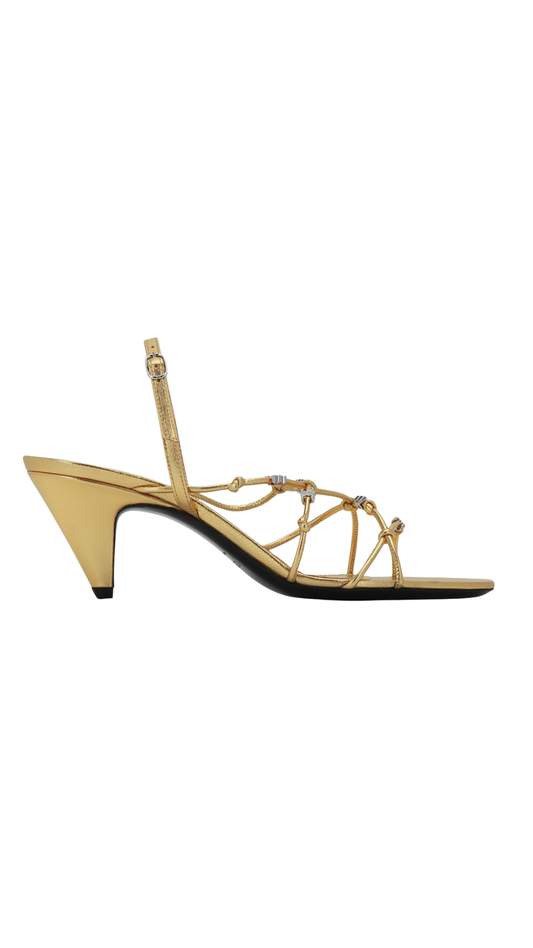 Cocktail Sandal in Gold Goatskin