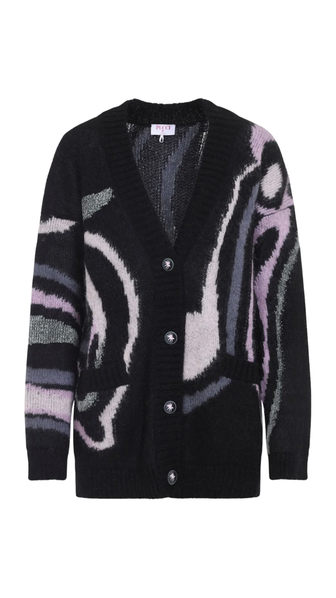 L.S. Cardigan Marmo Grunge in Black