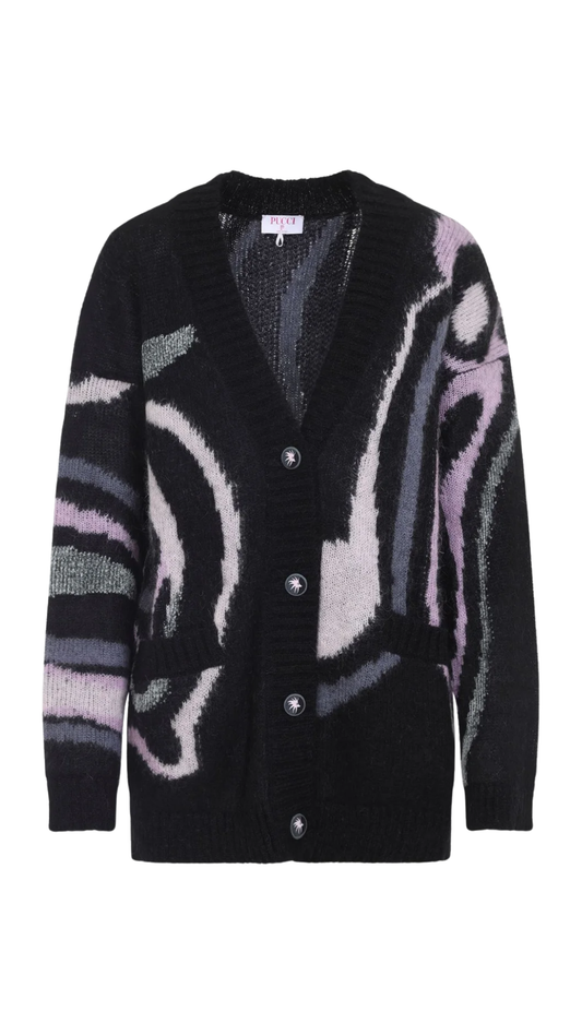 L.S. Cardigan Marmo Grunge in Black