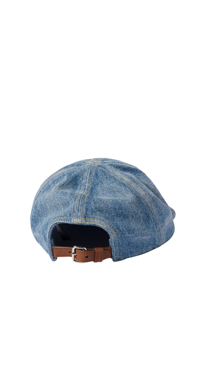 Washed Denim Baseball Cap in Sapphire Blue