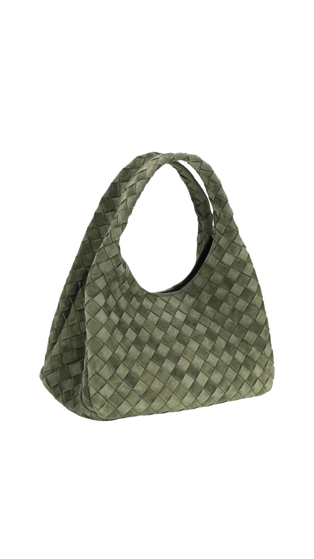 Small Campana Shoulder Bag in Green Suede