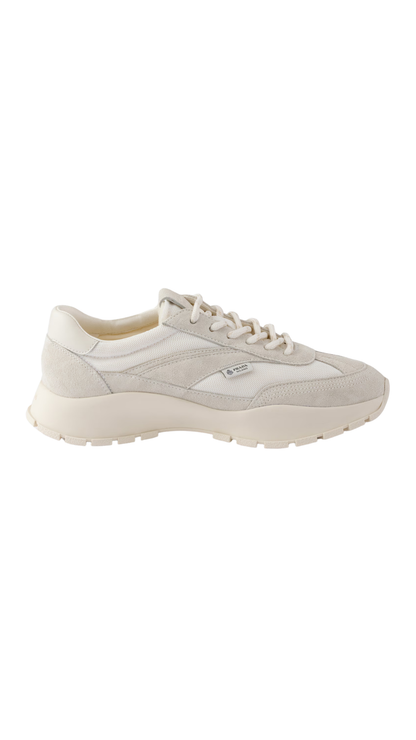 Mesh Fabric and Suede Sneakers in White
