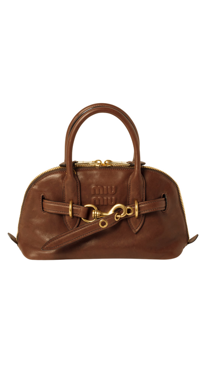Aventure Nappa Leather Top-Handle Bag in Oak