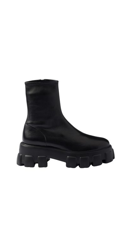 Monolith Stretch Nappa Leather Booties in Black