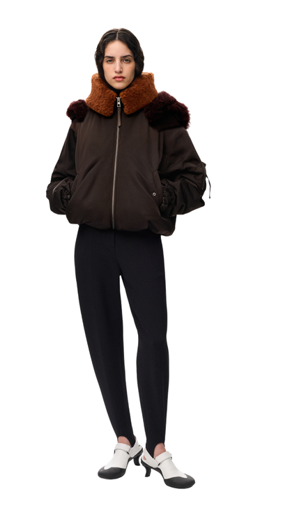 Bomber Jacket in Brown Technical Shell