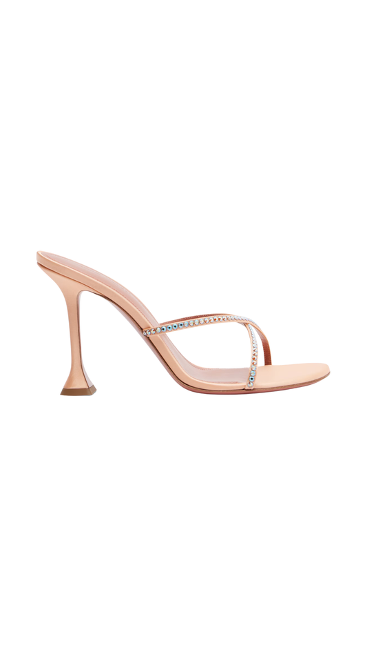 Sally Crystal-Embellished Mules in Peach