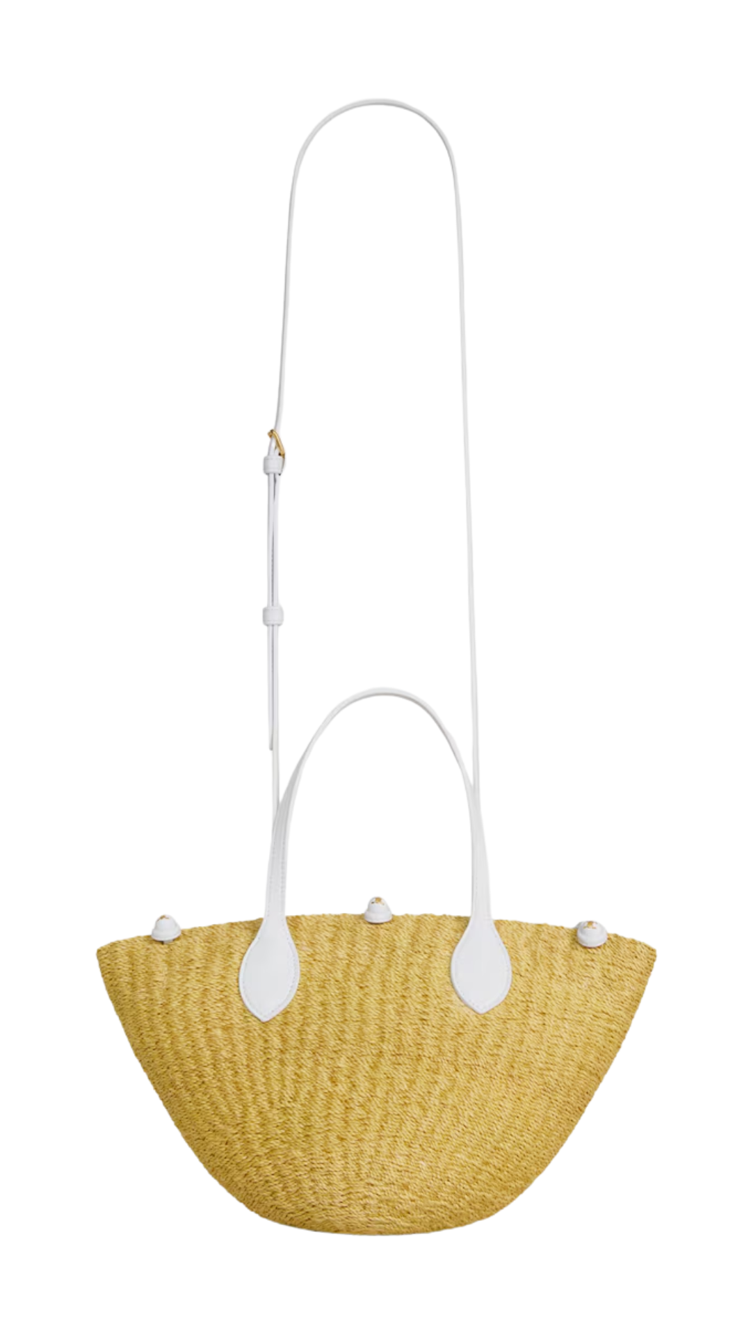 Small Triomphe Beads Basket in Natural/White