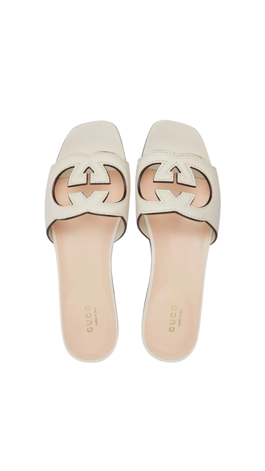 Slide Sandal with Interlocking G in White