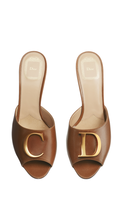 Dior Initials Heeled Slide in New Marron Lambskin