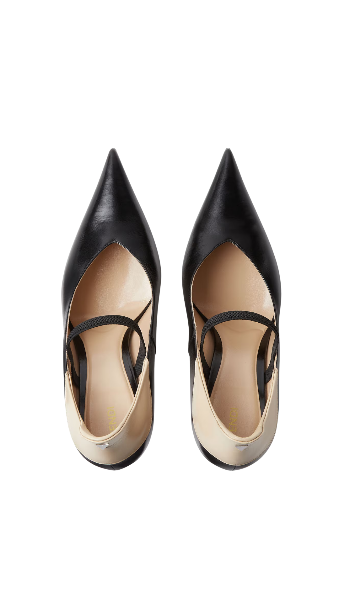 Fendi Nude Black and Beige Leather Court Shoes