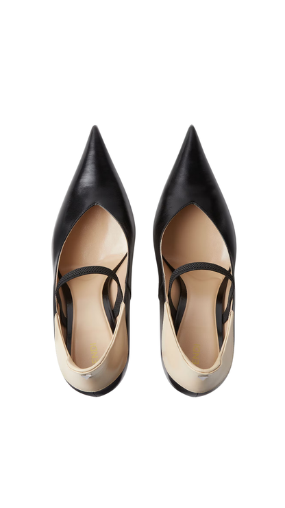 Fendi Nude Black and Beige Leather Court Shoes