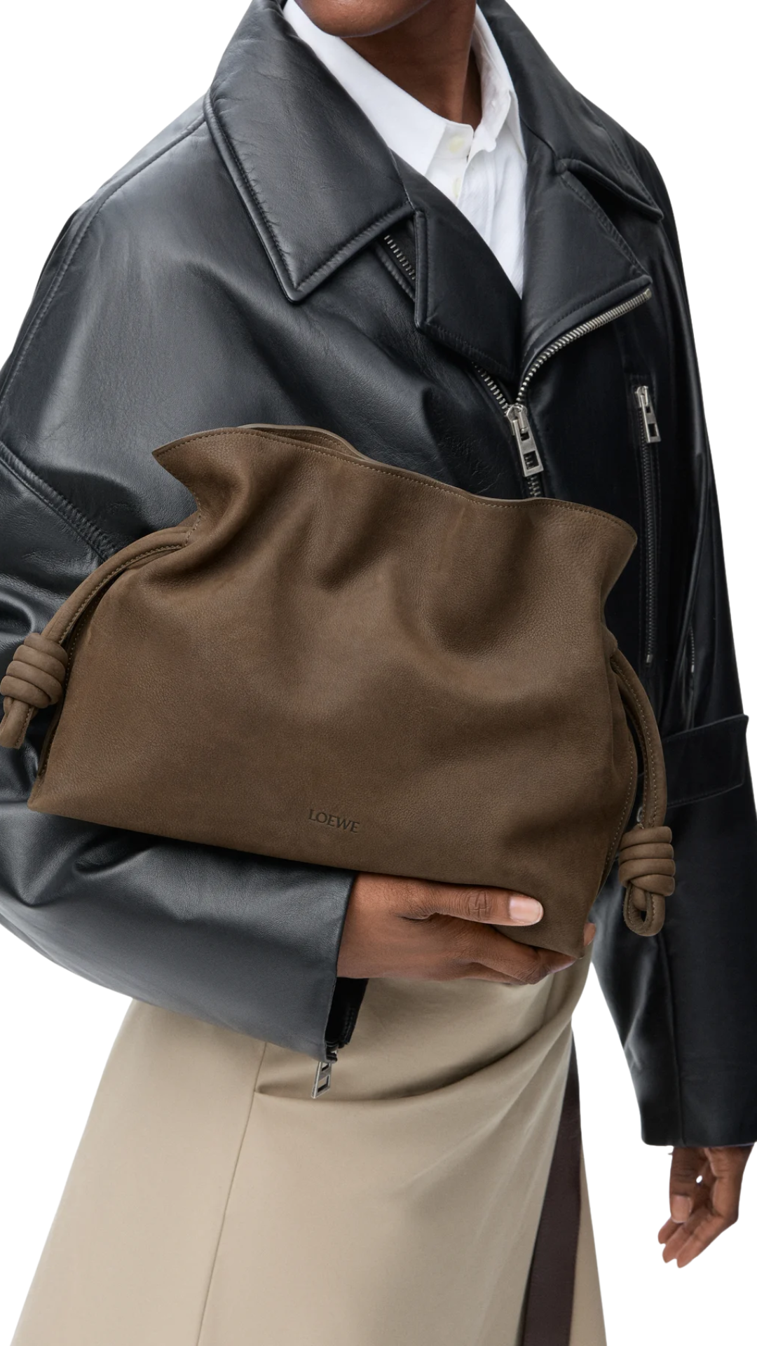 Medium Flamenco Clutch in Tundra Grained Nubuck