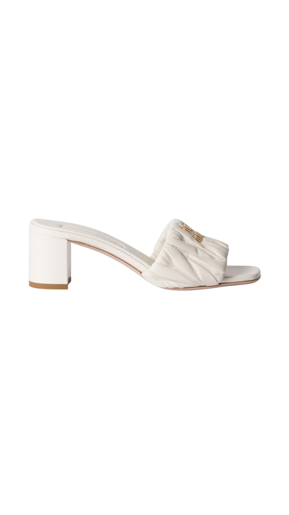 Matelassé Nappa Leather Slides in White