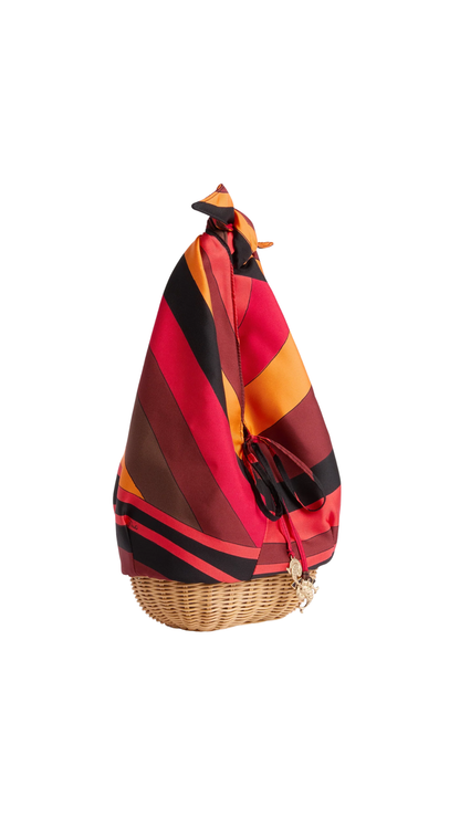 Picnic Bag in Orange and Black Silk