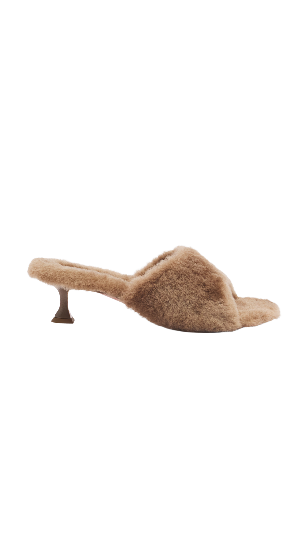 Shearling Sandals with Heels in Beige
