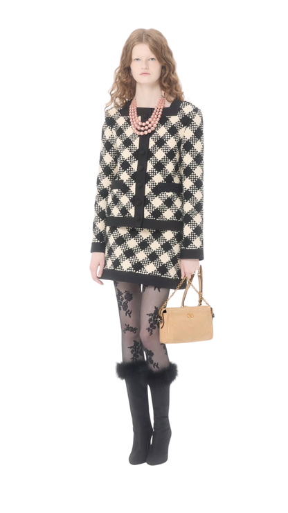 Panthea Small Shoulder Bag In Gold Beige Nappa Leather With A Chevron Pattern