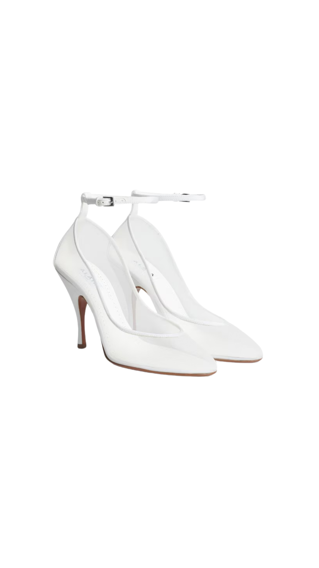 Strappy Pumps in Optical White Mesh