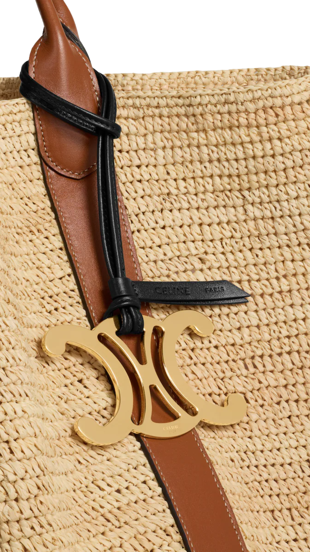 Maxi Triomphe Charm in Metal and Smooth Lambskin in Black