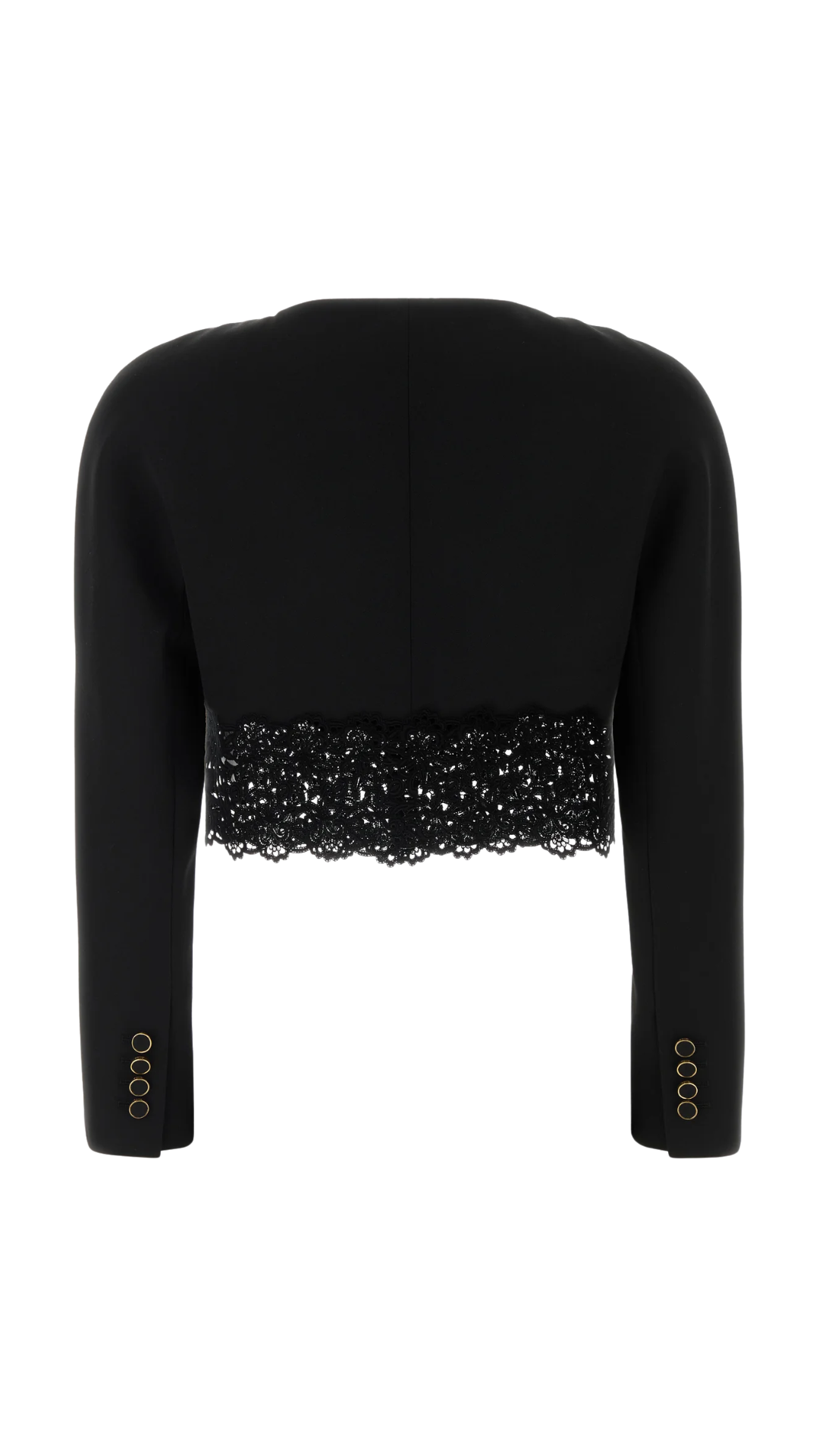 Cropped Lace-Hem Cardigan in Black