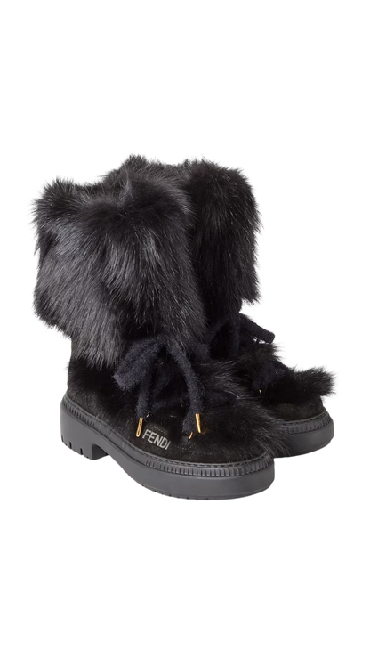 Apres Chic in Black Fox Fur Boots