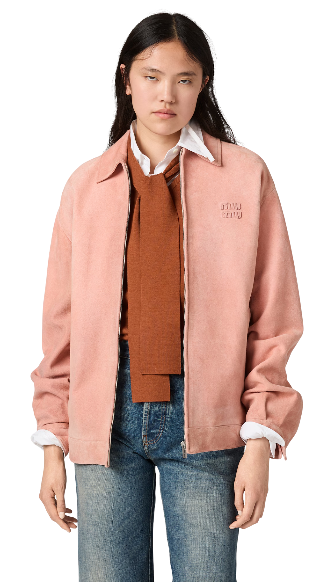 Waxed Suede Blouson Jacket in Orchid Pink